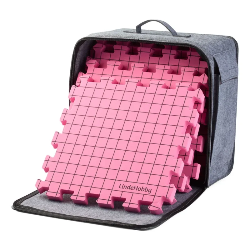 Nyhet LindeHobby Blockingmattor i Filtväska med 100 T-nålar, Rosa