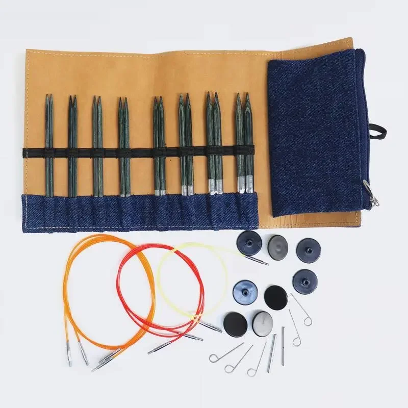 KnitPro Indigo Wood Utbytbara Rundstickor Set Kampanj