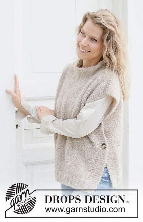 255-40 Latte Love Vest by DROPS Design Reapris