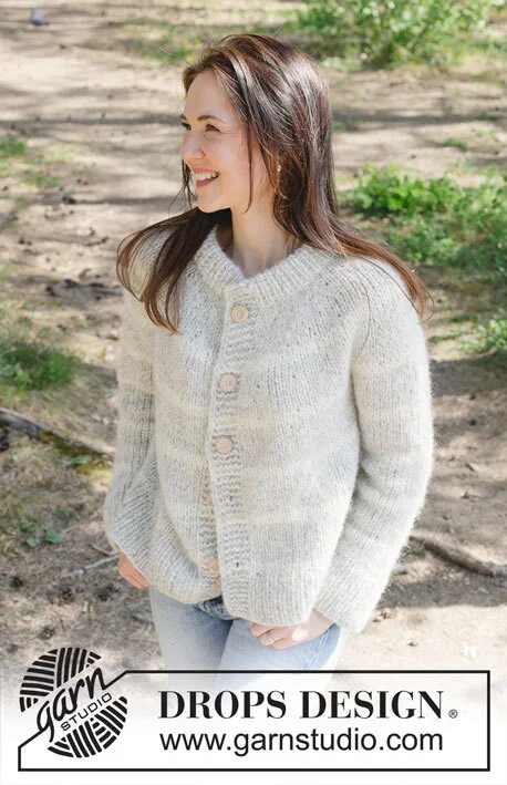 252-35 Snow Ring Cardigan by DROPS Design Erbjudandepris