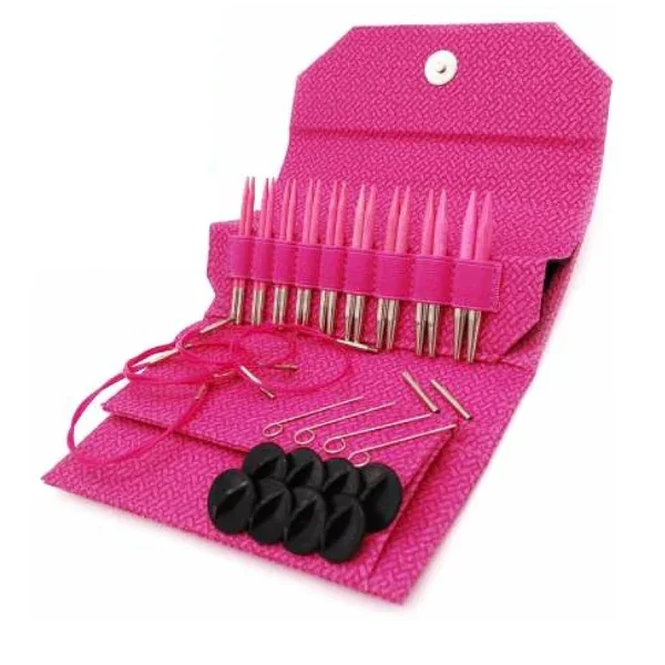 Erbjudande LYKKE Utbytbara Rundstickor Set Blush, Magenta, 9 cm