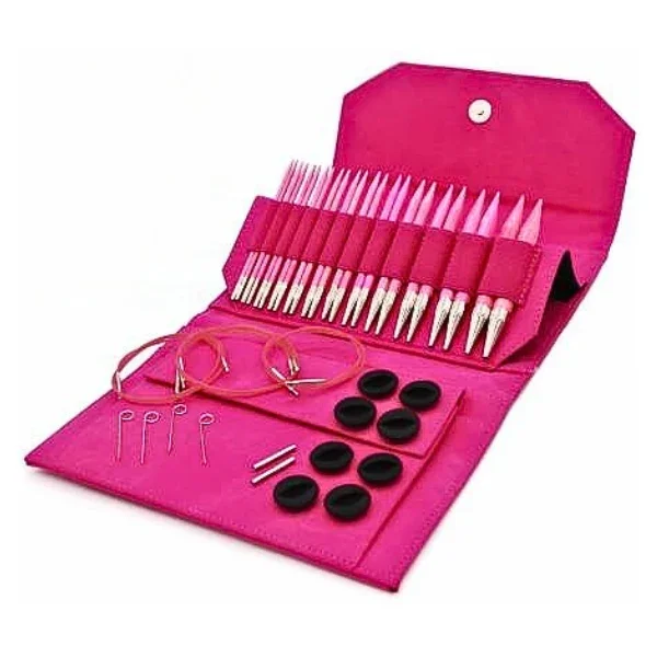 LYKKE Utbytbara Rundstickor Blush Set, Fuchsia, 13 cm Expressleverans