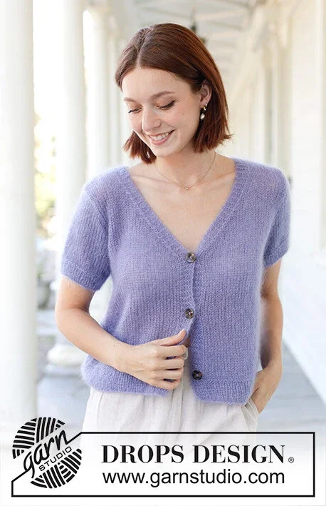 Extra rabatt 259-4 Violet Reverie Cardigan by DROPS Design