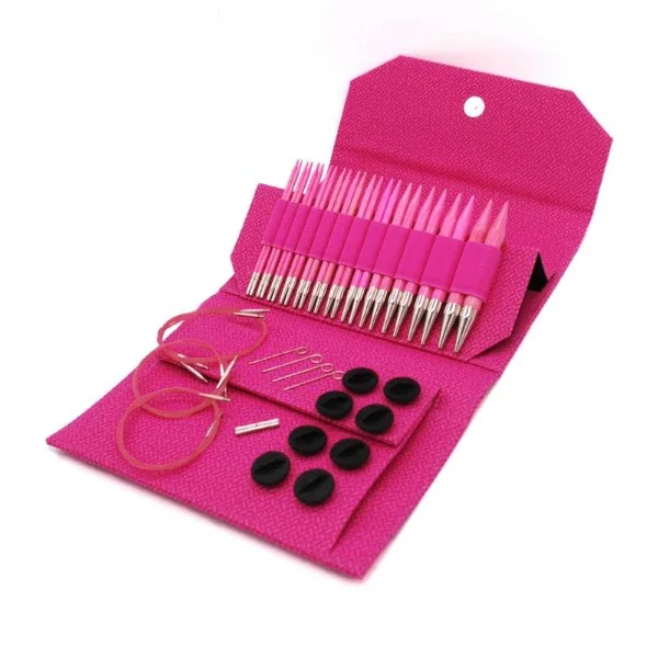 LYKKE Utbytbara Rundstickor Set Blush, Magenta, 13 cm Rabatter