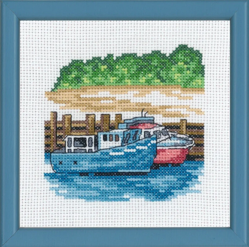 Beställ nu Broderisats Blå motorbåtar R5592 13 x 13 cm