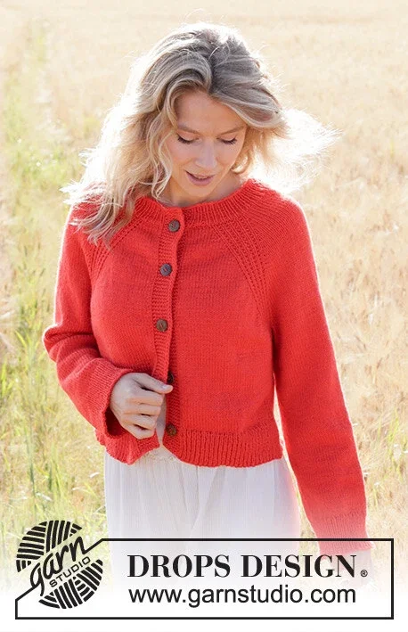 248-9 Red Sunrise Cardigan by DROPS Design Begränsad tid
