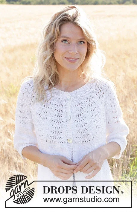 249-22 Peace Dove Cardigan by DROPS Design Kampanjpris