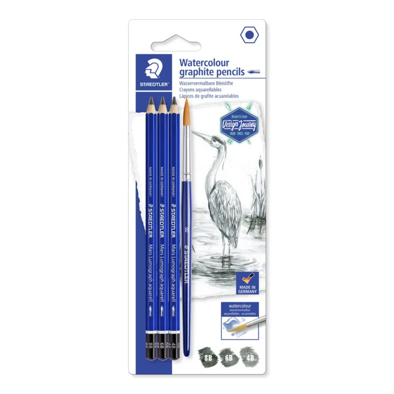 STAEDTLER mars lumograph akvarell grafitpennor & penslar, 3 + 1 st Fynd