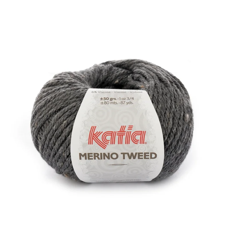 risnedsättning Garn Katia Merino Tweed 50g mörkgrå – 308 Dark grey