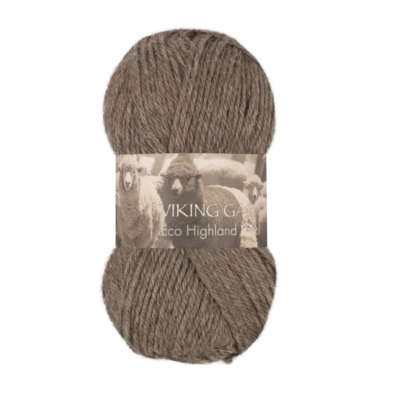 Viking Garn Eco Highland Wool 50g brun 208 Expressleverans