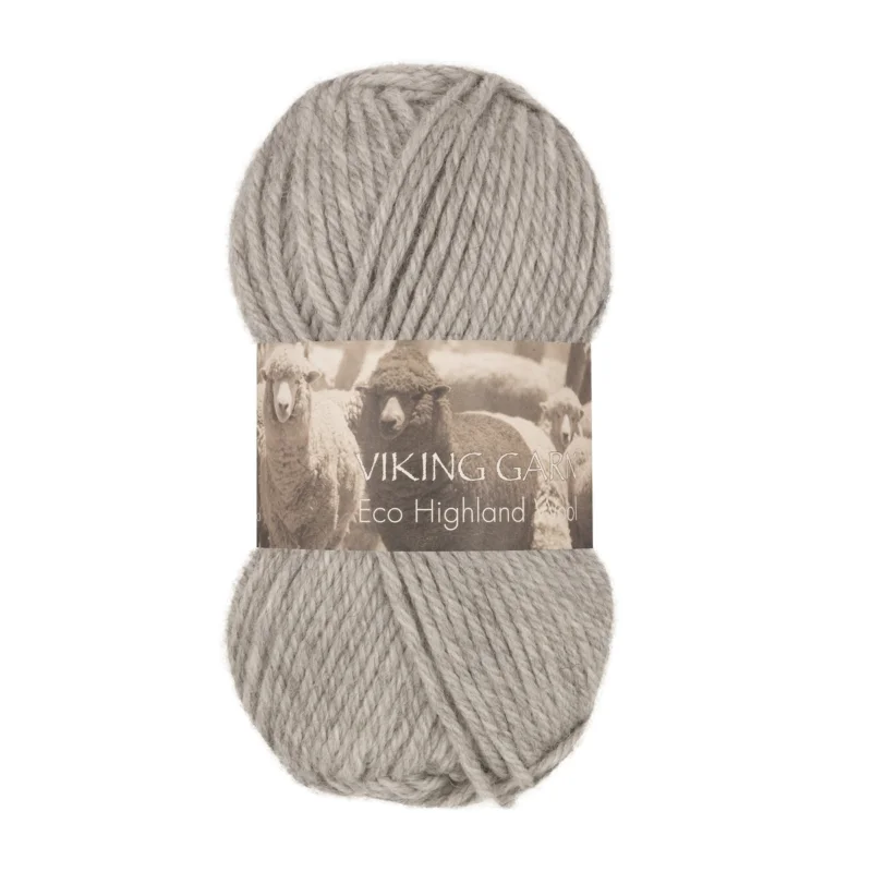 Snabb leverans Viking Garn Eco Highland Wool 50g ljusgrå 213