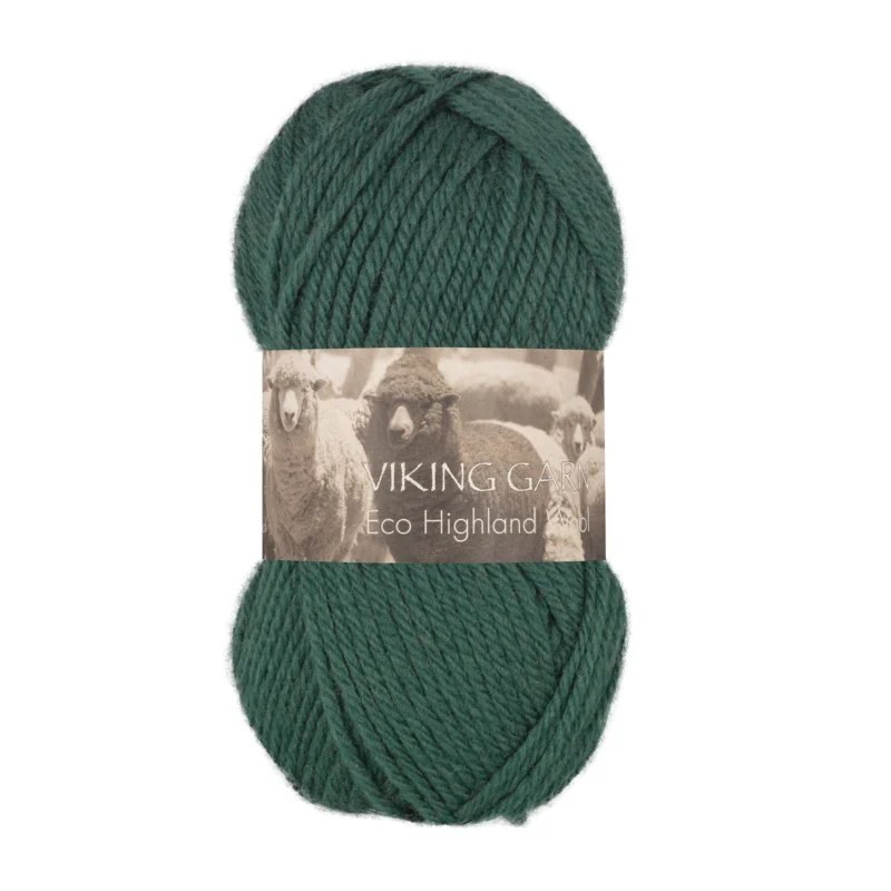 Beställ nu Viking Garn Eco Highland Wool 50g mörkgrön 233