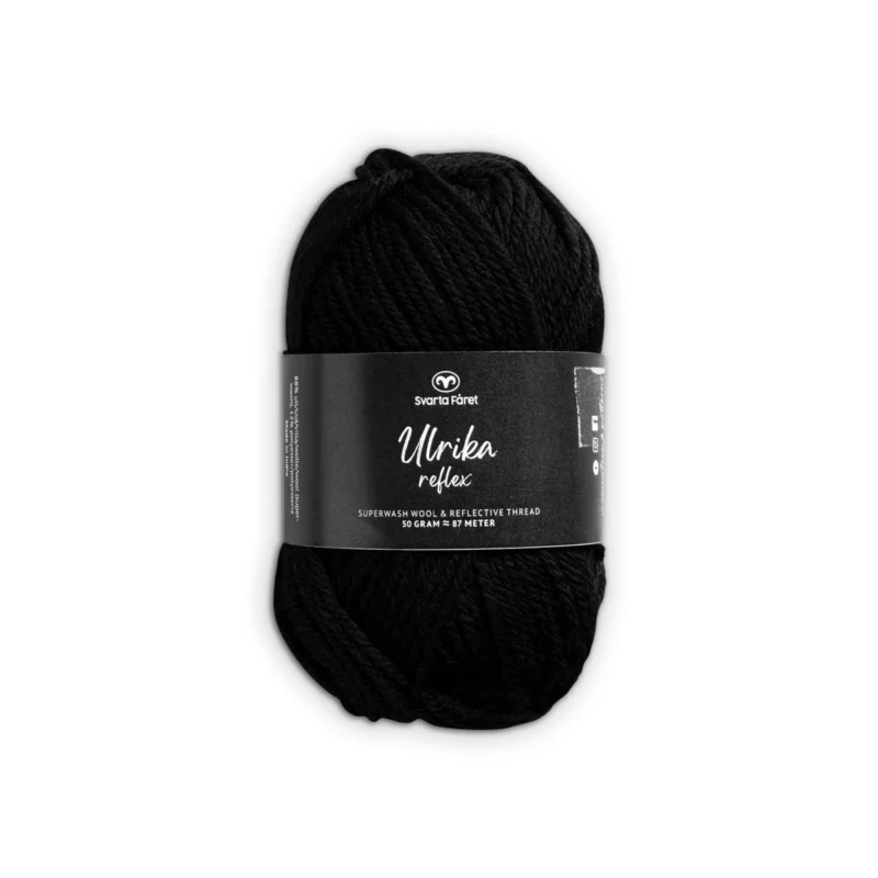 Garn Svarta Fåret Ulrika Reflex 50g svart – 001 Pitch black Premium