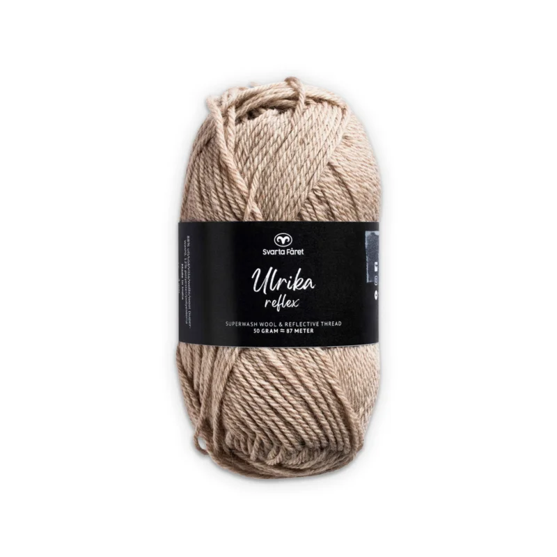 Begränsat erbjudande Garn Svarta Fåret Ulrika Reflex 50g beige – 022 Shifting sand
