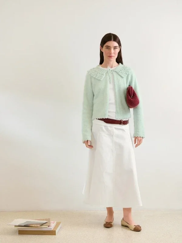 Snabb leverans "Lilly Blouse" stickad med en tråd Alpakka Följetråd och en tråd Tynn Silk Mohair 2602-6