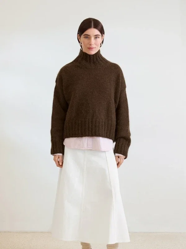 Kundfavorit " Mina Sweater" stickad i Peer Gynt eller Double Sunday med en tråd Tynn Silk Mohair 2602-2