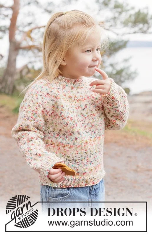 Begränsad tid "Sunset Sprinkles Sweater" stickad i Drops Fiesta 50-13