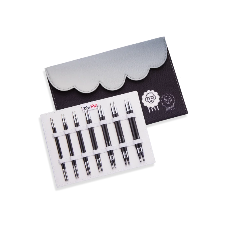 KnitPro Karbonz Midi - Set med ändstickor (7 par, 13 cm) Begränsat erbjudande
