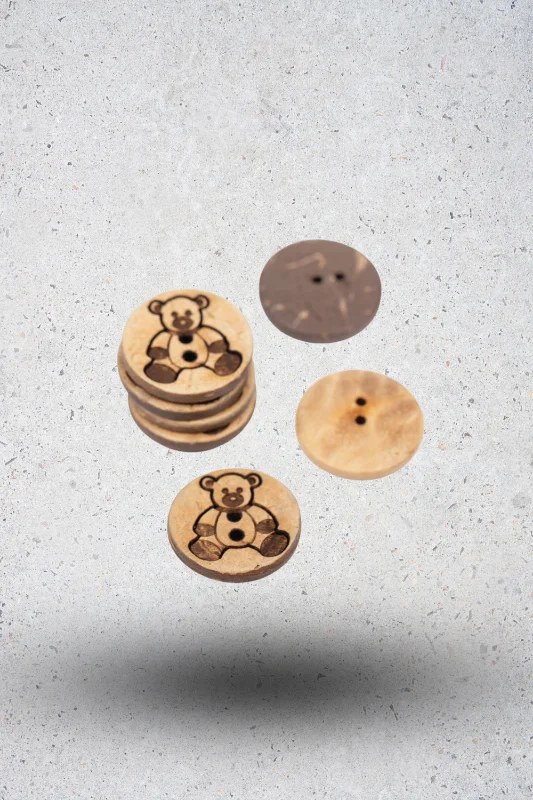Knapp Teddybjörn kokosnöt 15mm Begränsad tid