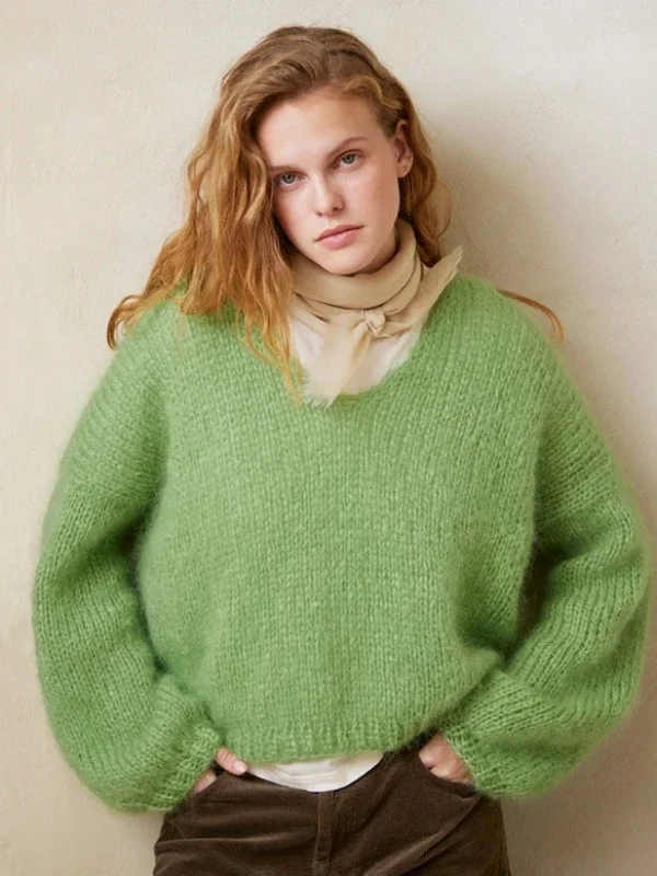 Premium "FACILE SWEATER" stickad med dubbel tråd Ballerina Chunky Mohair 2402-3