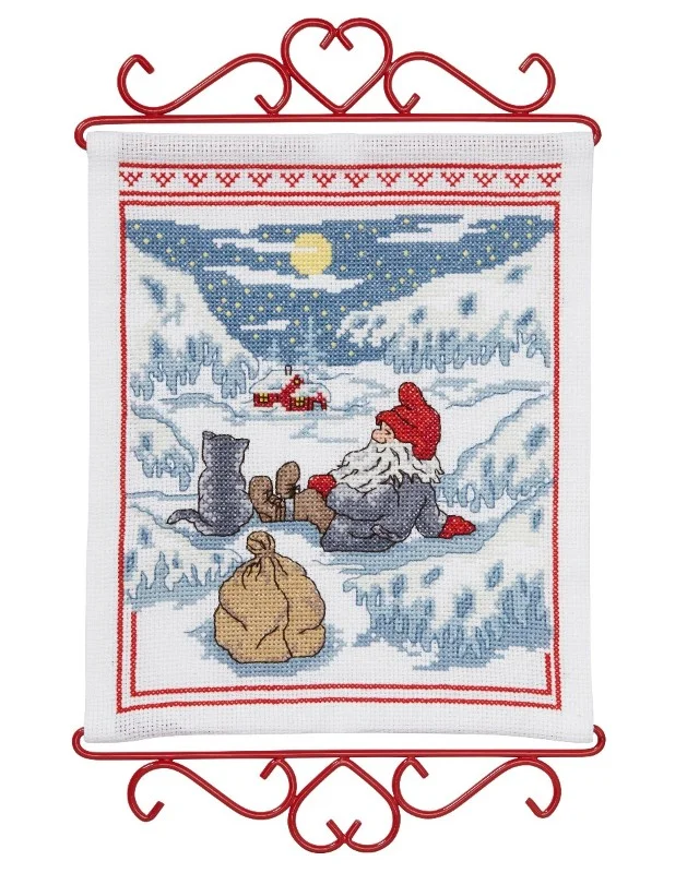 Tomte och katt i månsken - vepa Billigare