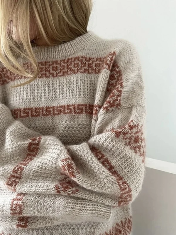 ”TERRACOTTA SWEATER” stickad i 1 tråd Tynn Peer Gynt och 1 tråd Tynn Silk Mohair, LeKnit LHS-38 Reapris