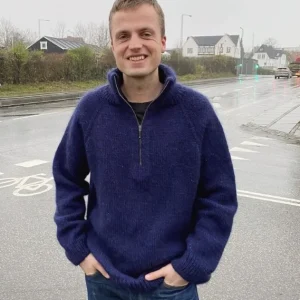 Zipper Sweater Man stickad i Fritidsgarn Fynd