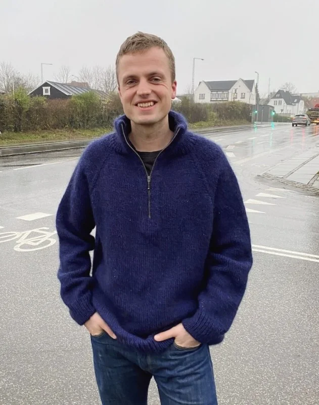 Zipper Sweater Man stickad i Fritidsgarn Fynd