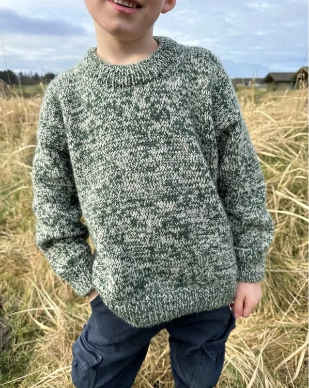 ”MELANGE SWEATER JUNIOR” i dubbel tråd Sunday eller Tynn Peer Gynt Kampanj