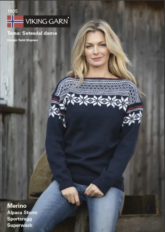 Billig Mönsterkatalog ”Setesdal dam” i Alpaca Storm från Viking Garn 1905