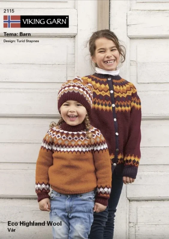 Tema barn stickmönsterkatalog i Eco Highland Wool 2115 Begränsad tid