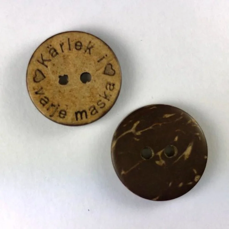 Knapp kokos 16mm, "Kärlek i varje maska" Beställ nu