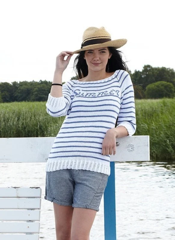 Stickmönster till randig damtröja med 3/4 ärm i Cecilia Snabb frakt
