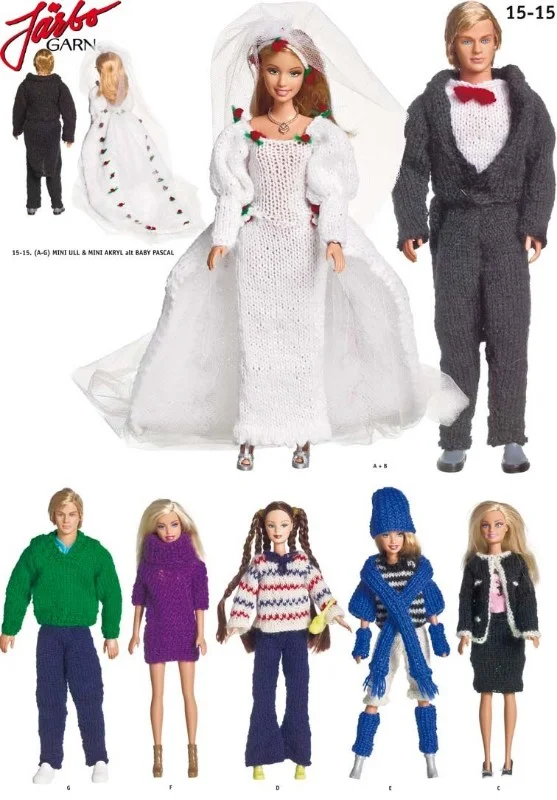Barbiekläder i Miniull, Miniakryl eller Minibmull Fynd