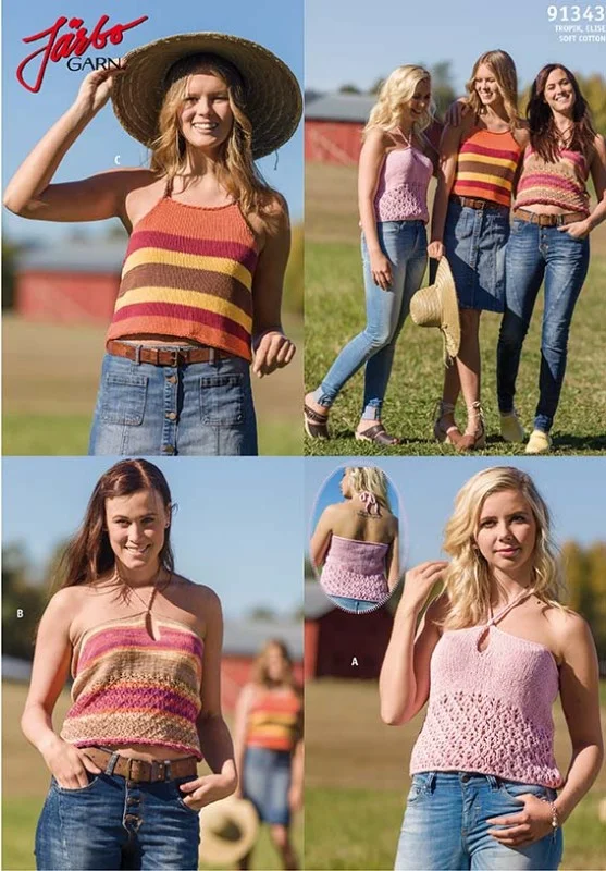 Halterneck topp i Soft cotton, Elise och Tropik Extra rabatt
