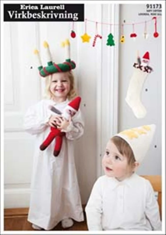 Fri frakt Virkad Lucia krona, stjärngosse strut och tomte