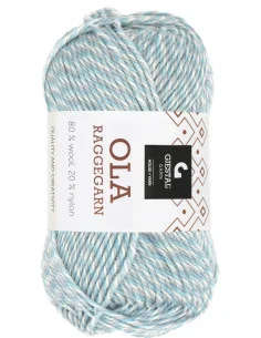 Ola Raggegarn 715 Vit/Karabisk blå/Puderblå Mouliné Fri frakt