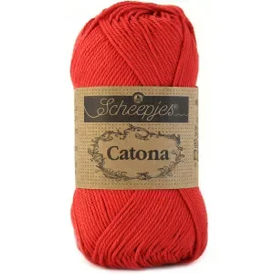 Populär Scheepjes Catona Garn Unicolor 516 Candy Apple