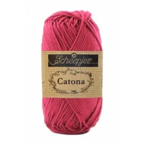Säker betalning Scheepjes Catona Garn Unicolor 413 Cherry