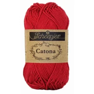 Snabb leverans Scheepjes Catona Garn Unicolor 192 Scarlet