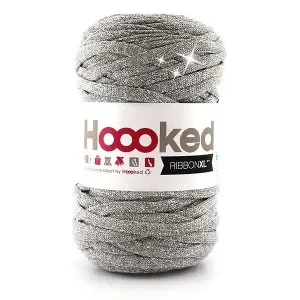 Rea Hoooked Ribbon XL Trikågarn Unicolor Lurex 1 Silver Glitter