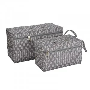 Extra rabatt Infinity Hearts Garnväska/Stickväska Set Fyrkantig Grå/Vit 21x13x12/29x13x17cm – 2 st