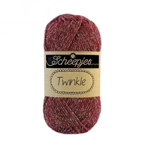 Expressleverans Scheepjes Twinkle Garn Glimmer 932 Mörkröd