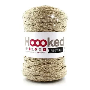 Handla nu Hoooked Ribbon XL Trikågarn Unicolor Lurex 2 Golden Dust