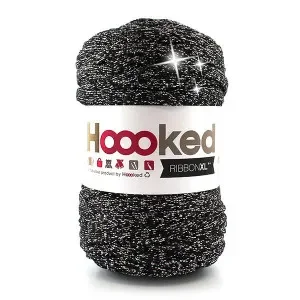Bästa pris Hoooked Ribbon XL Trikågarn Unicolor Lurex 3 Svart Sparkle