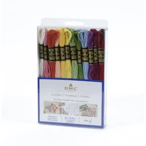 DMC Mouliné Broderigarn Förpackning 24 Färger Blommor Erbjudande