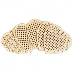 Infinity Hearts Broderi/Korsstygn Träplatta/Nyckelring Hjärta 5x5cm – 5 st Billig