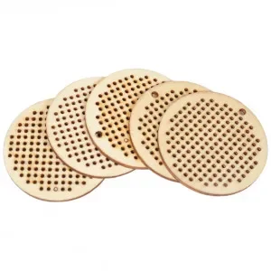 Kampanjpris Infinity Hearts Broderi/Korsstygn Träplatta/Nyckelring Rund Ø5cm – 5 st