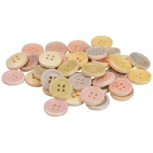 Infinity Hearts knappar trä prickar Ass. färger 15mm – 100 st. Lågt pris