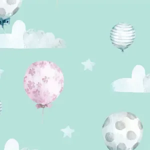 Trygg betalning Bomullsjersey Print Tyg 150cm 029 Ballonger – 50cm